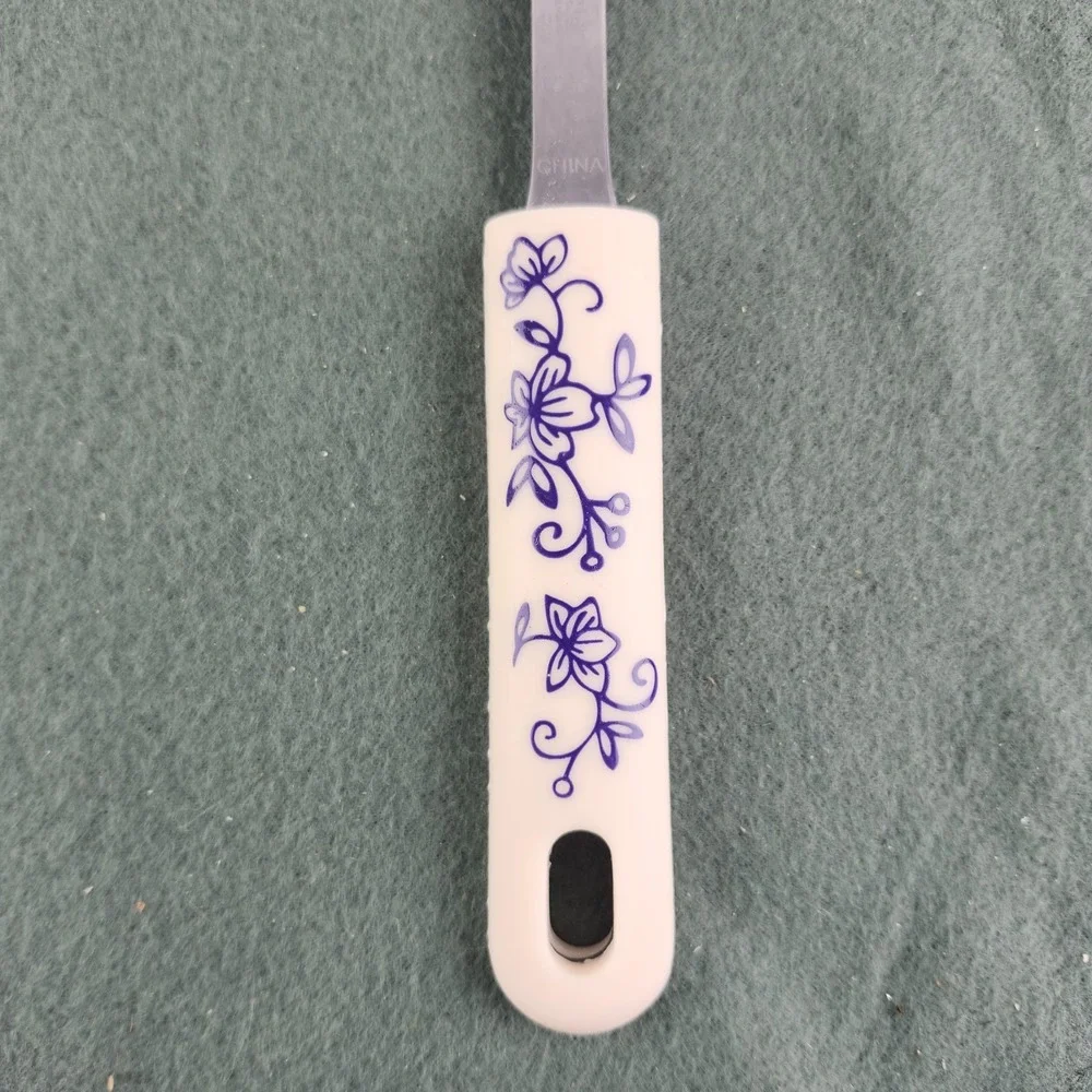 Temp-tations by Tara Blue Floral Lace Grandma Stainless Spatula Silicone Handle